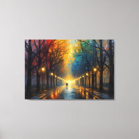 Promenade dans un parc pluvieux sur toile | Décora