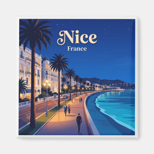 Promenade des Anglais bei Nacht Nizza Frankreich Magnet