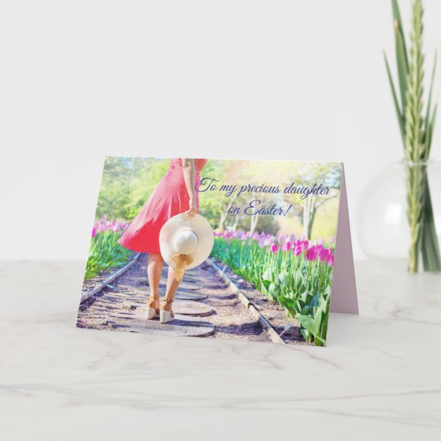 PROMENADE FLORALE - CARTE DE PÂQUES POUR LA FILLE (Devant)