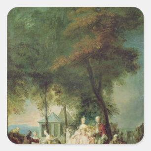Promenade in Longchamp, c.1760 Quadratischer Aufkleber