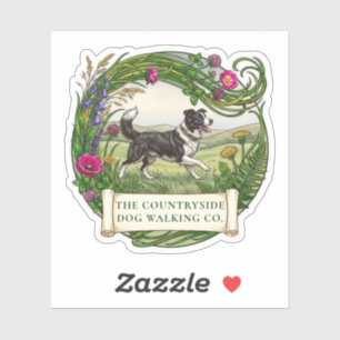 Promeneur de Border Collie Autocollant Vinyl Perso