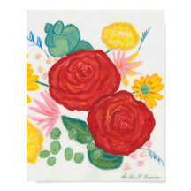 Promesse Rose Elégant Aquarelle Poster Floral