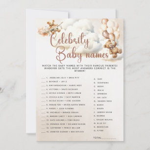 PROMINENTE BABYNAMEN Baby Shower Spiel Süßer Bär Einladung