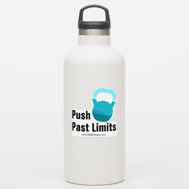 Promo Athlete Coach Kettlebell Push Past Limits Aufkleber (Wassserflasche)