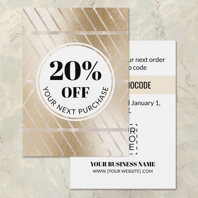 Promo Code Gold Herringbone Discount Cards (Von Creator hochgeladen)