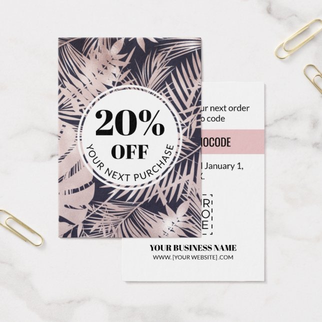 Promo Code Tropical Marine Bleu rose Cartes de réd (Bureau)