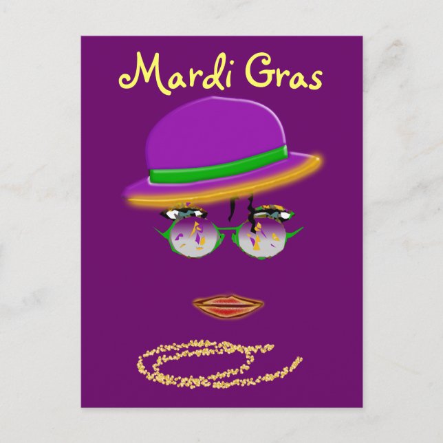 Promo Postcard Mardi Gras Party New Orleans Club Postkarte (Vorderseite)