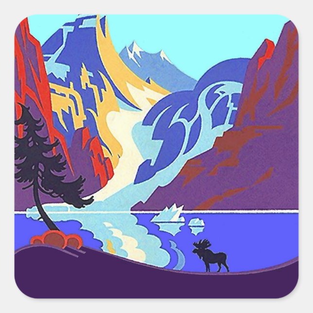 Promo Vintage voyage Sticker vers le nord de Moose (Devant)
