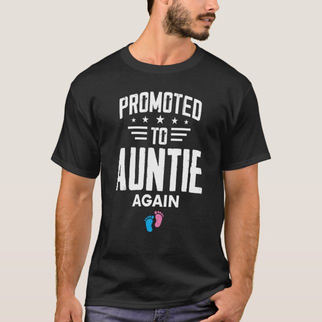 Promoted To Aunt Again Pregnancy Reveal Pink Or Bl T-Shirt (Vorderseite)