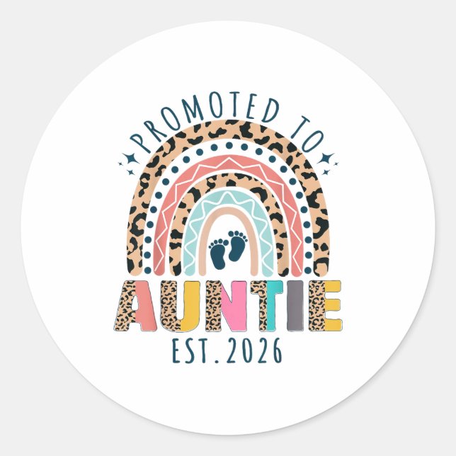 Promoted To Auntie Est 2026 Soon To Be Aunt First  Runder Aufkleber (Vorderseite)