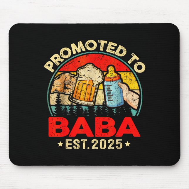 Promoted To Baba Est 2025 Vintage  Mousepad (Vorne)
