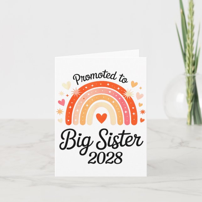 Promoted To Big Sister 2028 New Baby Pregnancy Ann Karte (Vorderseite)