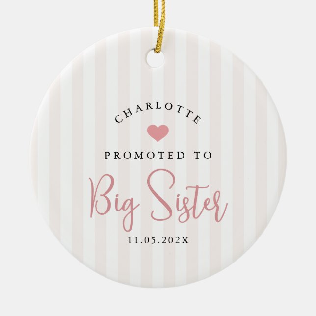Promoted to Big Sister Photo Year Heart Keepsake  Keramik Ornament (Vorne)