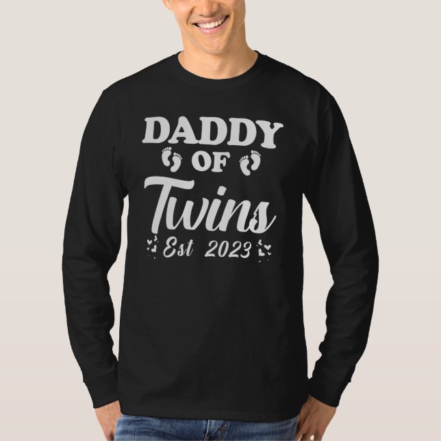 Promoted to Daddy of Twins 2023 Pregnancy Announce T-Shirt (Vorderseite)