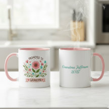 Promoted to Grandma Mug - Watercolor Flowers