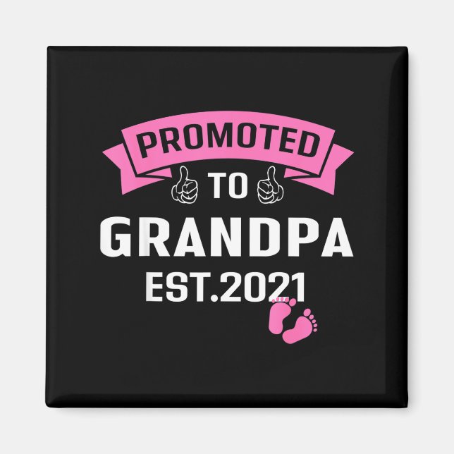 Promoted To Grandpa Est 2021 Funny New Grandfather Magnet (Vorne)