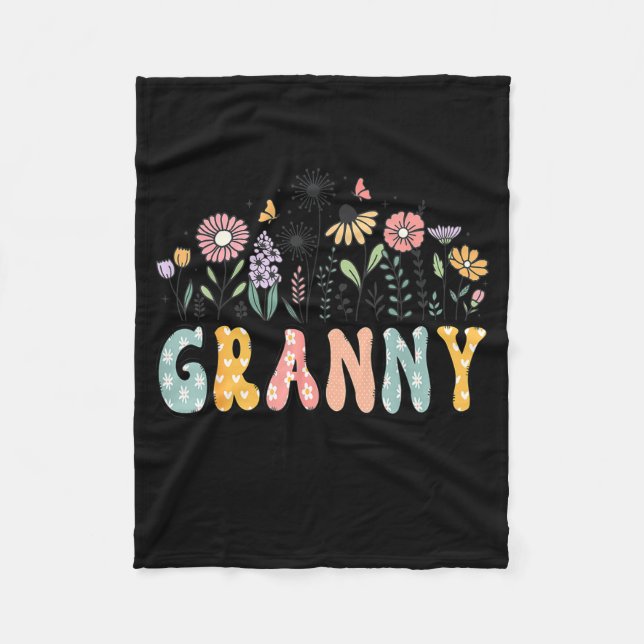 Promoted To Granny Est. 2026 Daisy Floral Wildflow Fleecedecke (Vorderseite)