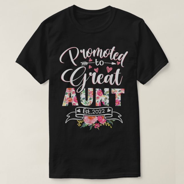 Promoted to Great Aunt Est 2022 Funny Floral First T-Shirt (Design vorne)