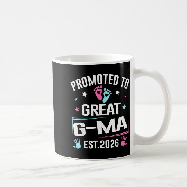 Promoted To Great G-ma Est 2026 Pregnancy Announce Kaffeetasse (Rechts)