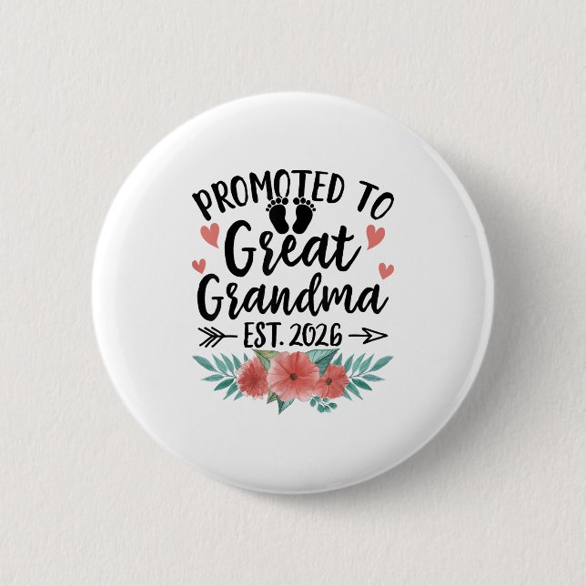 Promoted To Great Grandma Est 2026 First Time New  Button (Vorderseite)