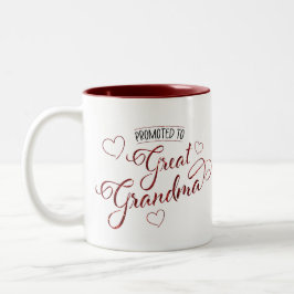 Promoted to Great Grandma faux sparkle baby photo Zweifarbige Tasse
