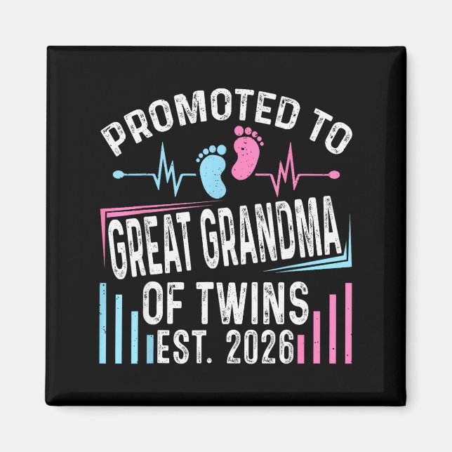 Promoted To Great Grandma Of Twins Est 2026 Baby S Magnet (Vorne)