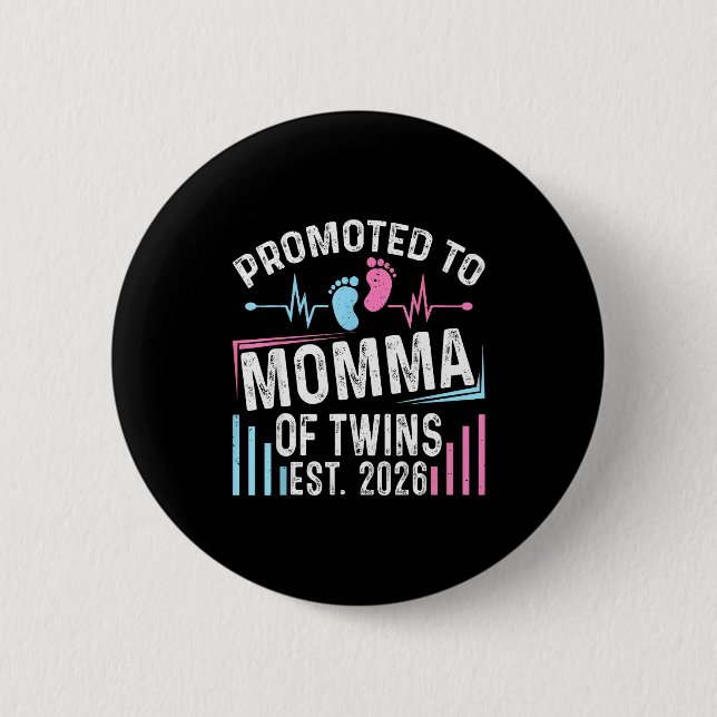Promoted To Momma Of Twins Est 2026 Baby Shower Vi Button (Vorderseite)