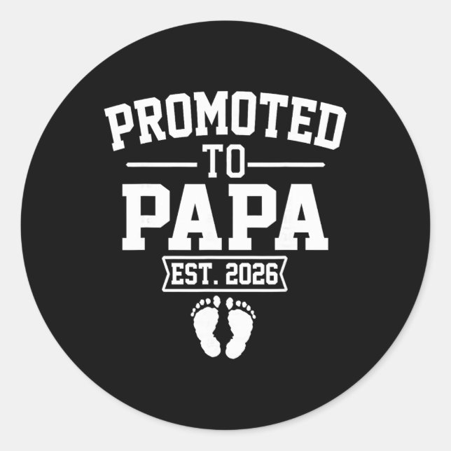 Promoted To Papa Est 2026 Retro Soon To Be Papa 20 Runder Aufkleber (Vorderseite)