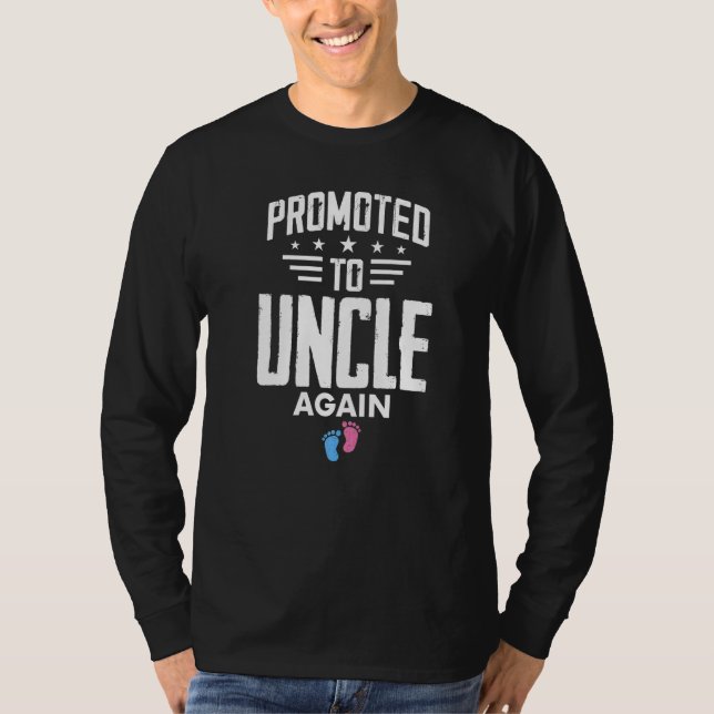 Promoted To Uncle Again Pregnancy Reveal Pink Or B T-Shirt (Vorderseite)