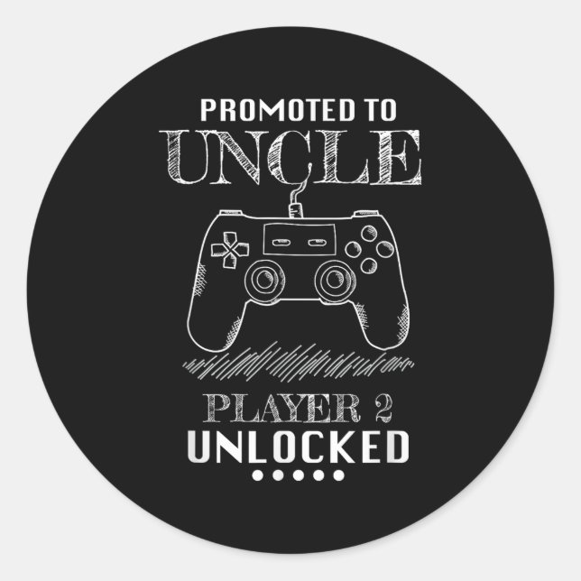 Promoted To Uncle Player 2 Unlock Shirt New Uncle  Runder Aufkleber (Vorderseite)
