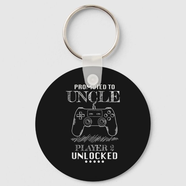 Promoted To Uncle Player 2 Unlock Shirt New Uncle  Schlüsselanhänger (Vorderseite)