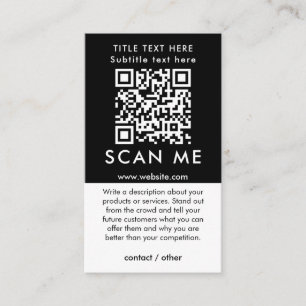 Promotion Scan Me QR Code Schwarzweiß Visitenkarte