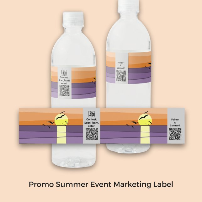 Promotion Summer Event Marketing Logo CTA QR Socia (Promo Summer Event Marketing Logo CTA QR Social Water Bottle Label)