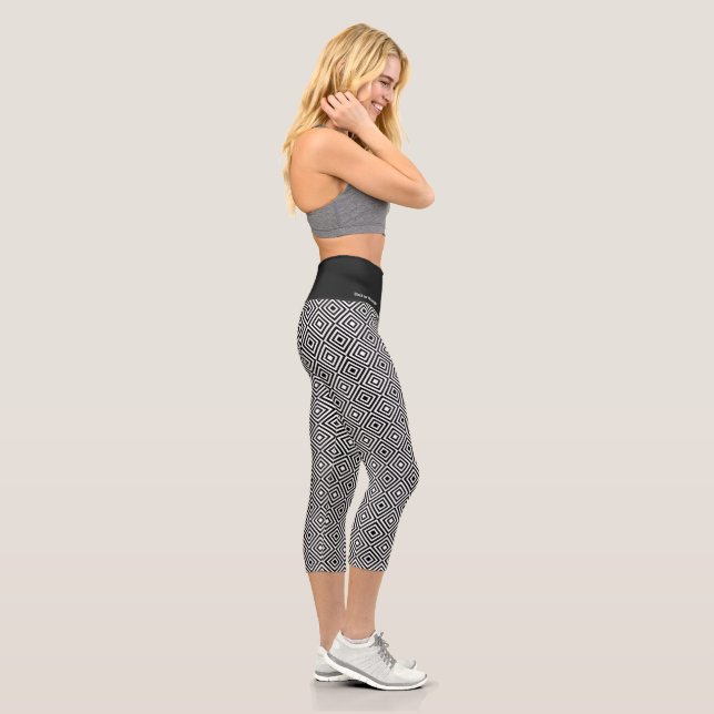 Promotional Company Name Black & White Pattern Capri Leggings (Rechts)