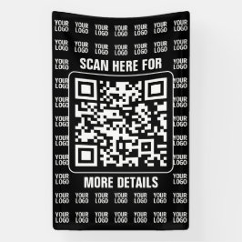 Promotional QR code (editable) plus Logo Pattern Banner