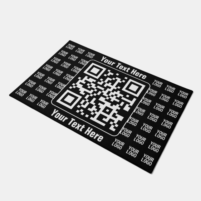 Promotional QR code (editable) plus Logo Pattern Fußmatte (Schrägansicht)