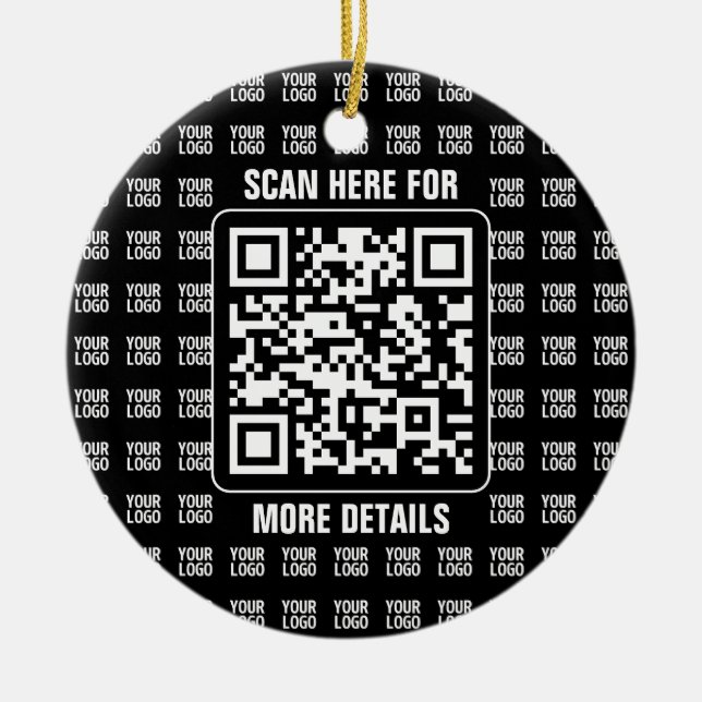 Promotional QR code (editable) plus Logo Pattern Keramik Ornament (Vorne)