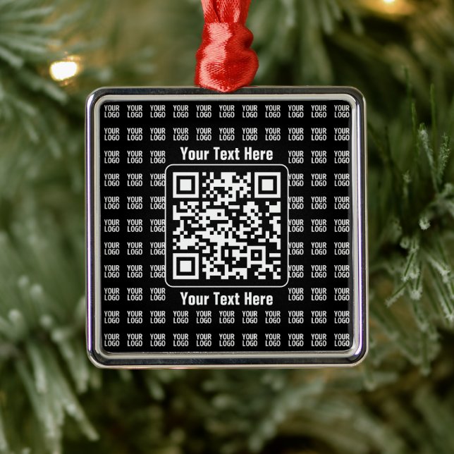 Promotional QR code (editable) plus Logo Pattern Ornament Aus Metall (Baum)