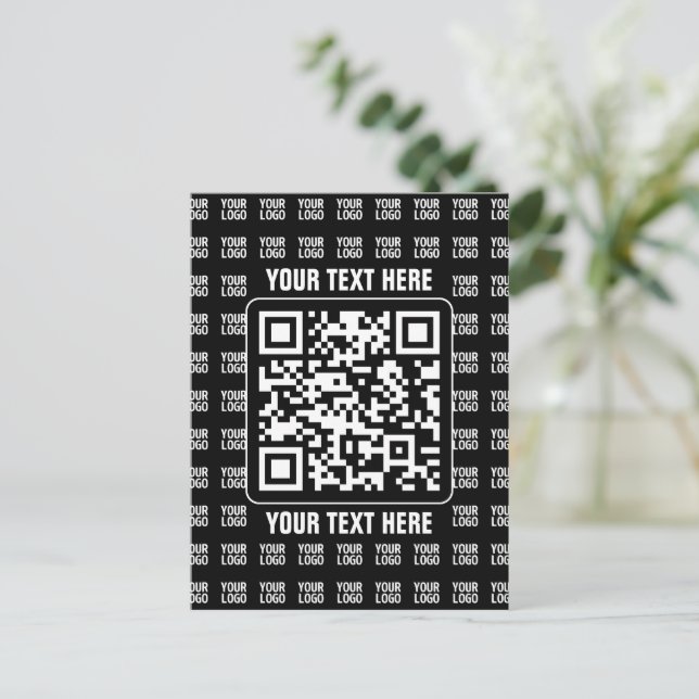Promotional QR code (editable) plus Logo Pattern Postkarte (Stehend Vorderseite)