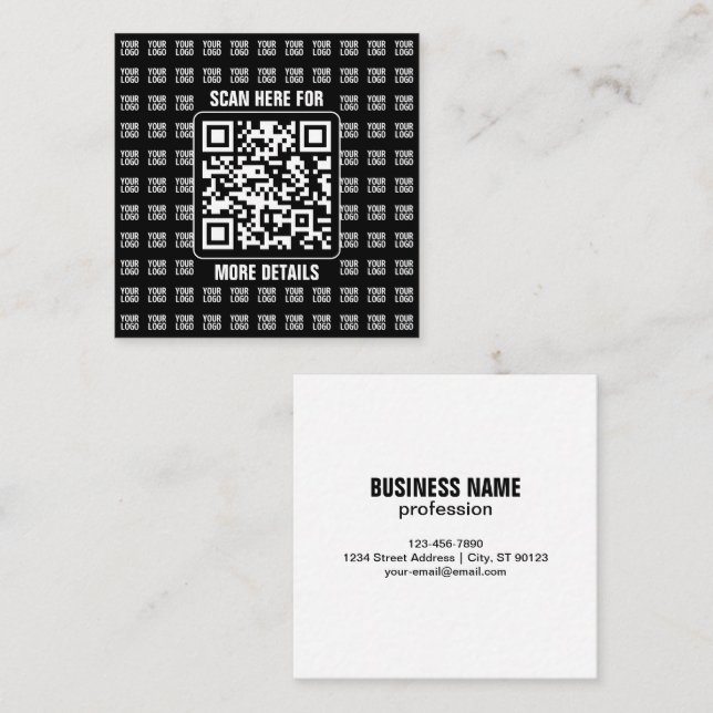 Promotional QR code (editable) plus Logo Pattern Quadratische Visitenkarte (Vorne/Hinten)