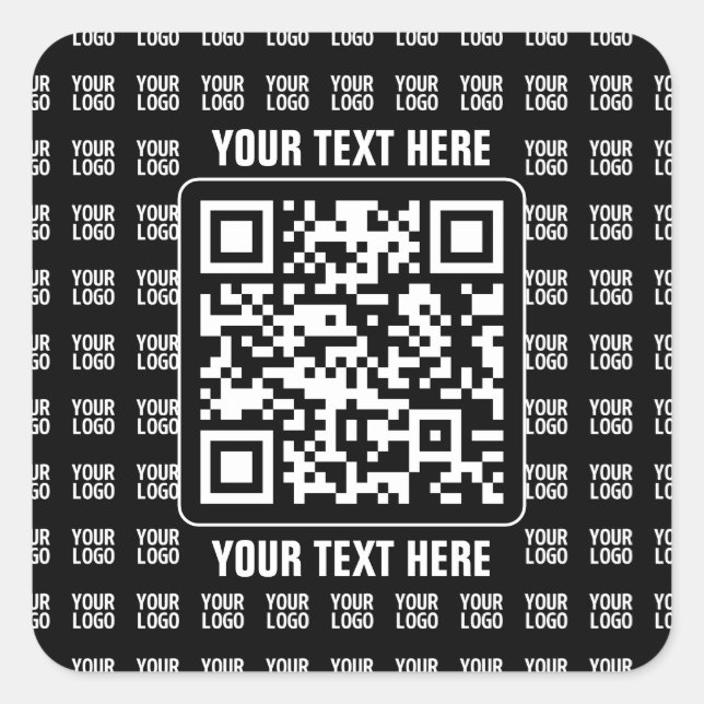 Promotional QR code (editable) plus Logo Pattern Quadratischer Aufkleber (Vorderseite)