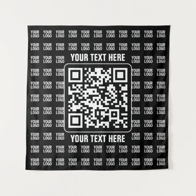 Promotional QR code (editable) plus Logo Pattern Wandteppich (Vorderseite)