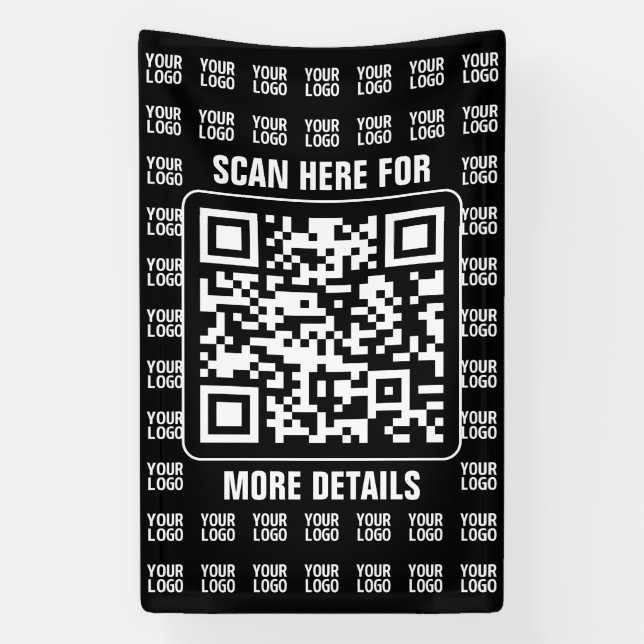 Promotionaler QR-Code (editierbar) mit Logo-Muster Banner (Vertikal)
