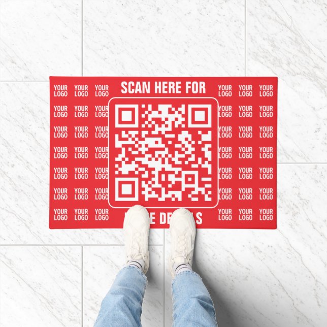 Promotionaler QR-Code (editierbar) mit Logo-Muster Fußmatte (Indoor)