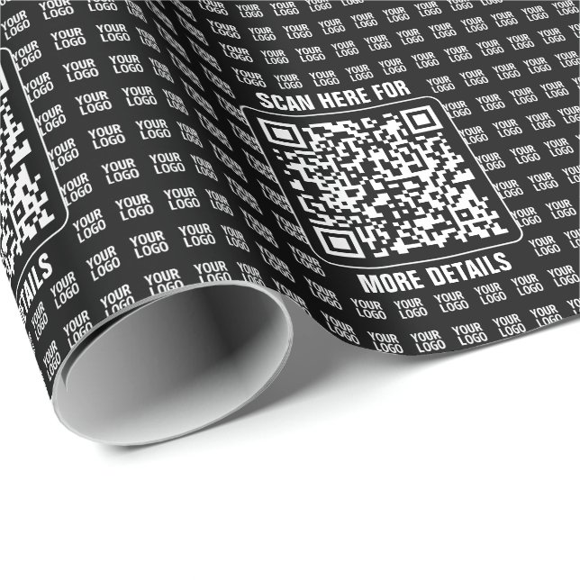Promotionaler QR-Code (editierbar) plus Logo-Muste Geschenkpapier (Rolleneckpunkt)