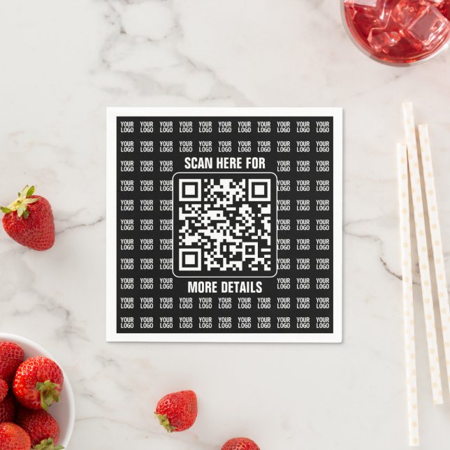 Promotionaler QR-Code (editierbar) plus Logo-Muste Serviette (Beispiel)