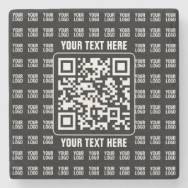 Promotionaler QR-Code (editierbar) plus Logo-Muste Steinuntersetzer