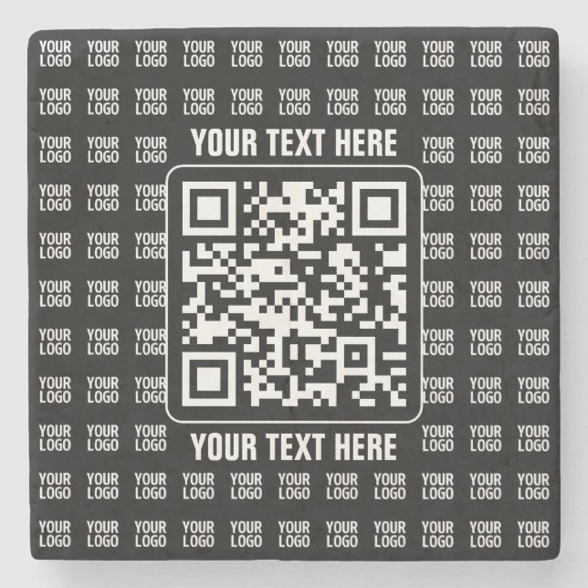 Promotionaler QR-Code (editierbar) plus Logo-Muste Steinuntersetzer (Vorderseite)