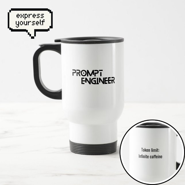 Prompt engineer minimalist quote reisebecher (Von Creator hochgeladen)