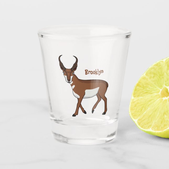 Pronghorn-Antiope-Cartoon Schnapsglas (Vorderseite)